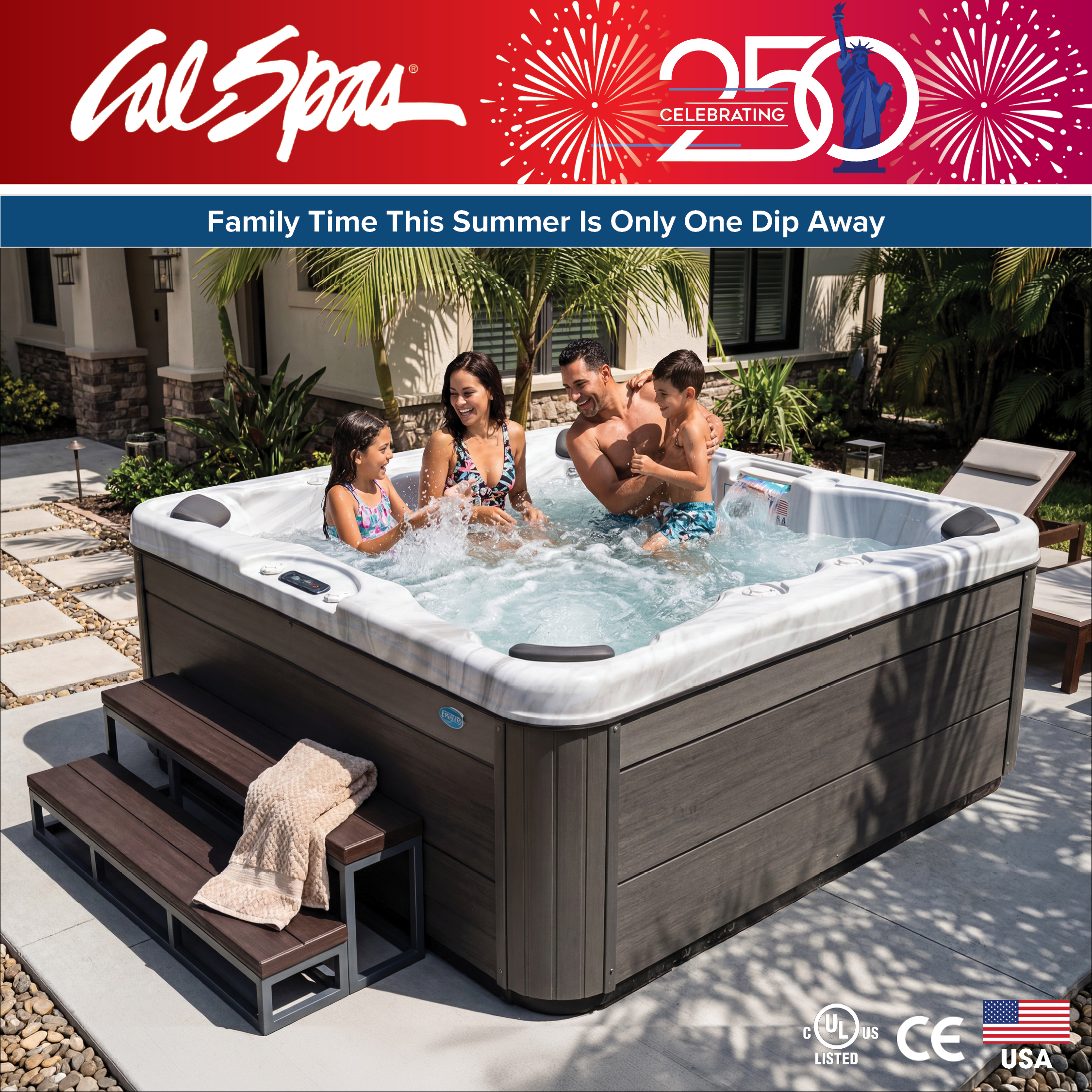Calspas hot tub being used in a family setting - Redmond
